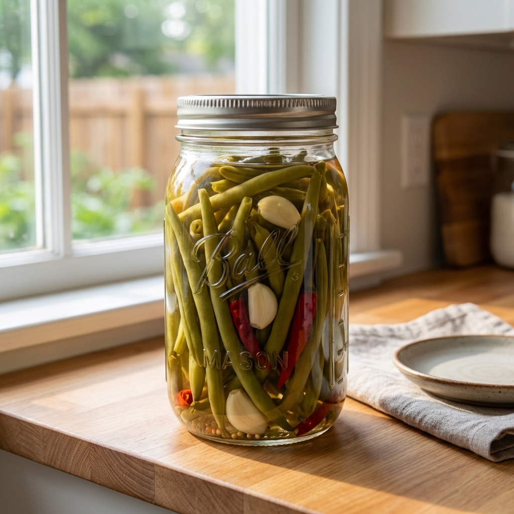 Spicy Pickled Green Beans (Crisp, Garlicky, and Easy)